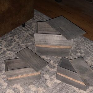 Gray Wooden Storage Box Set